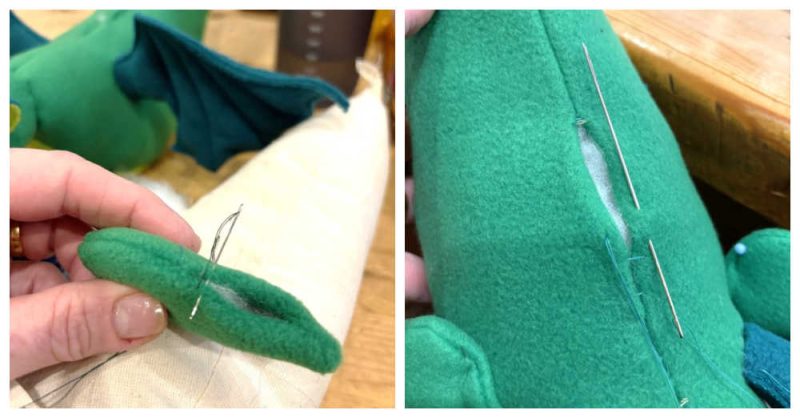 Soft toy dragon sewing project